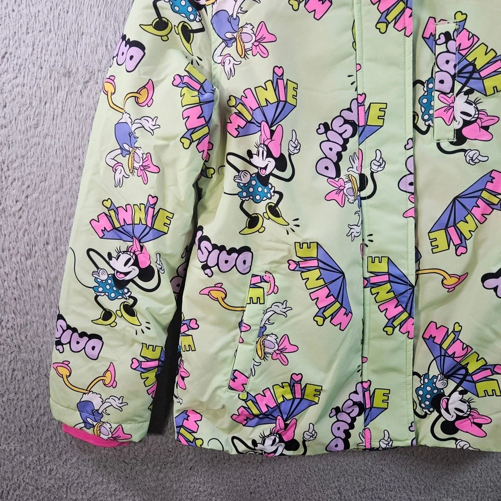 NEW Disney Minnie Mouse Daisy Duck Girls Hooded Jacket Light Green Pink XL 10 Yr